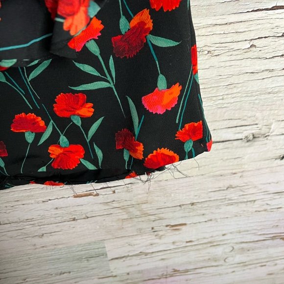 Karl lagerfeld blouse black red floral size 4 - Picture 5 of 10